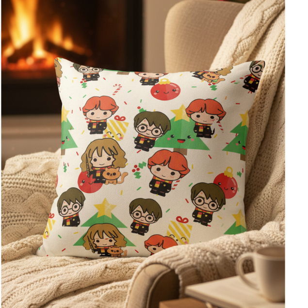 Capa de Almofada 45x45 Harry Potter Natal Fofo amigo secreto presente melhor natal