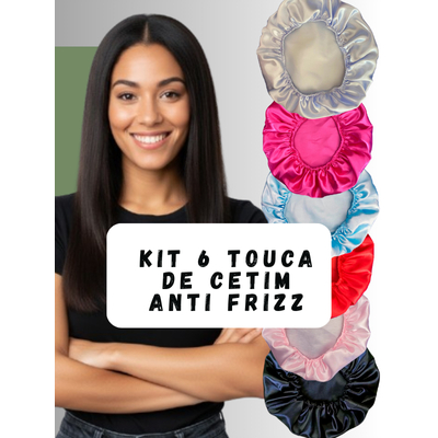 Kit 6 Toucas de Cetim Anti Frizz Luxo para Dormir – Protege o Cabelo, Evita Frizz e Mantém o Brilho