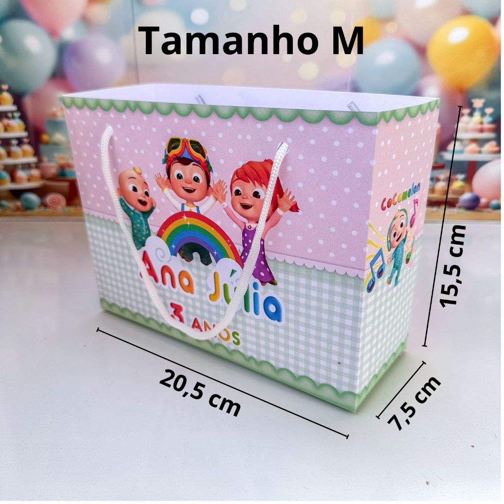 Sacolinha Surpresa personalizada  COCOMELON  - Personalizados SACOLAS  COCOMELON  -  PEGUE E MONTE