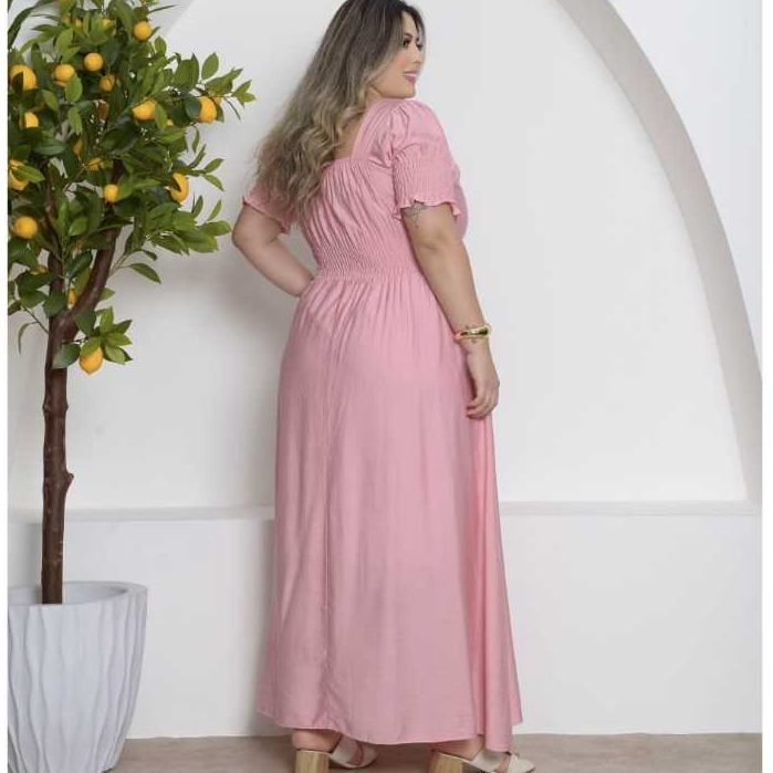 Vestido Longo Plus Size Manga Princesa Bufante Moda Evangélica Festa Casamento Lançamento Viscomida