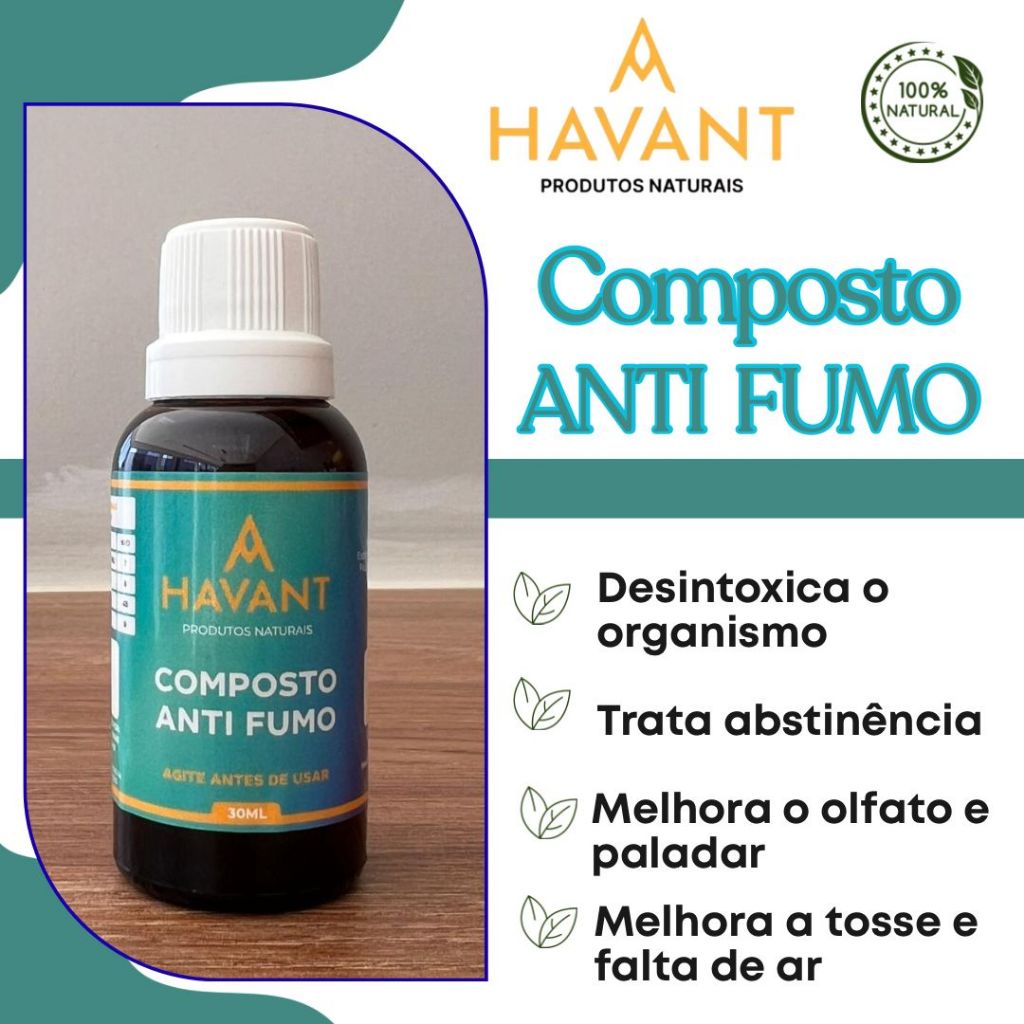 ANTI-FUMO 30ML HAVANT 100% NATURAL em Oferta na Shopee