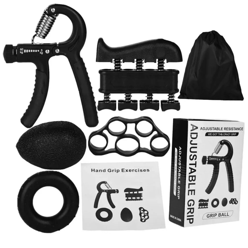 Kit 5 Peças Hand Grip Flexor De Punho Ajustável De Mola Antebraço Mãos 5-60Kgs Com Contador em Oferta na Shopee