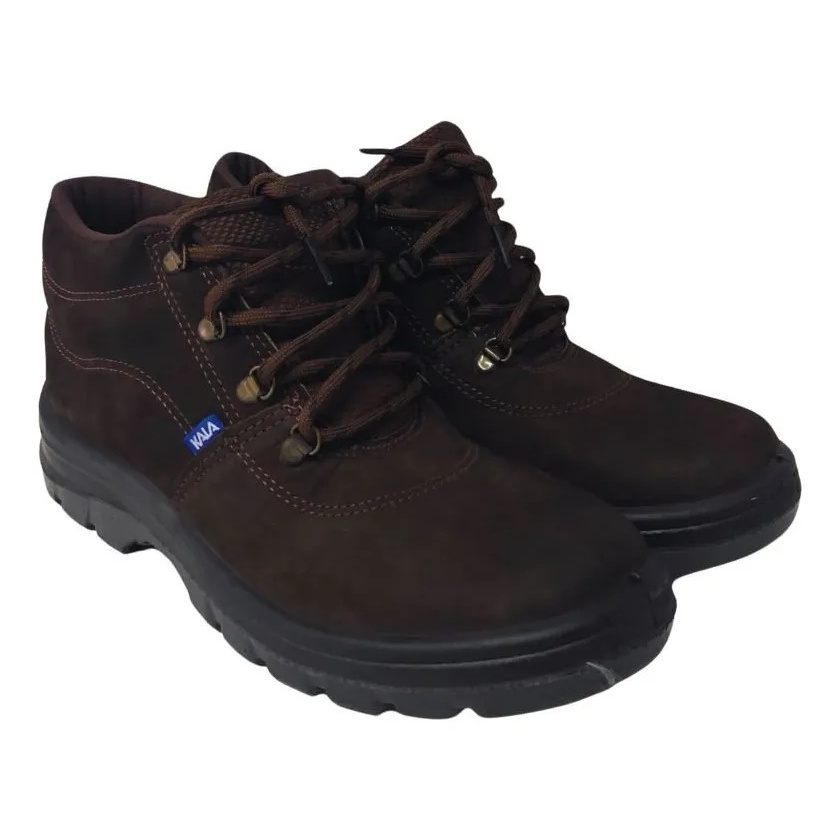 Botina KALA Nobuck Marrom C.A 43868  Bota de Segurança Couro Legítimo  Resistente e Confortável EPI Trabalho