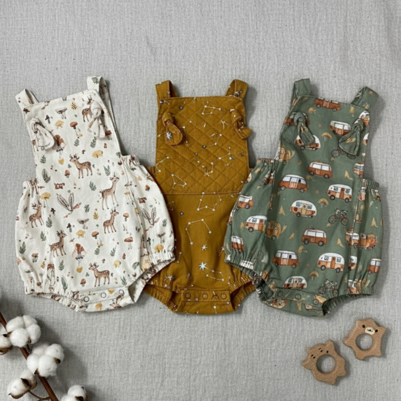 Kit 3 Rompers (Banho de Sol) – Tricoline 100% Algodão | RN ao G | Sortido Menina, Menino e Unissex em Oferta na Shopee