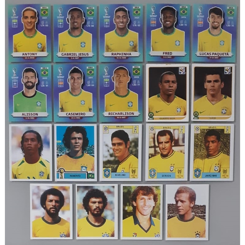 Lote Com 38 Figurinhas Seleção Brasileira - Copa - Neymar - Nunca Coladas - Copa do Mundo - Copa América - Bom Estado
