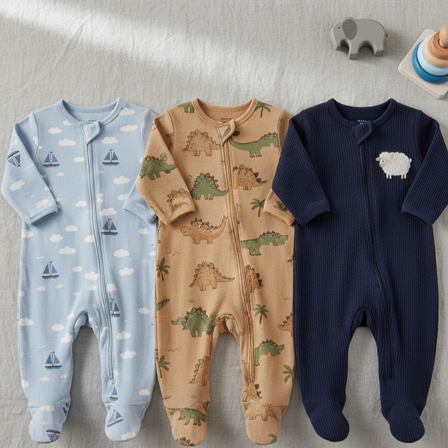 Kit com 3 macacões bebês | 100% Algodão | RN ao G | | Macacão| Sortido Menina, Menino e Unissex