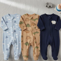 Kit com 3 macacões bebês | 100% Algodão | RN ao G | | Macacão| Sortido Menina, Menino e Unissex