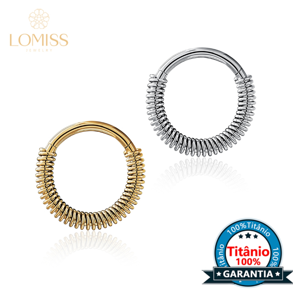 Piercing Orelha Helix Septo Rook Conch Argola Titânio PVD Tragus Clik Detalhe Arame Torcido Lomiss Piercing em Oferta na Shopee