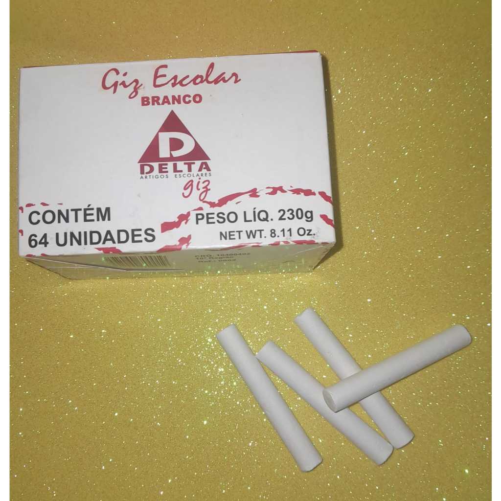 Giz Branco Escolar Para Quadro Verde Negro Delta 64 unidades KIT COM 10 CAIXAS COM 64 UNIDADES em Oferta na Shopee