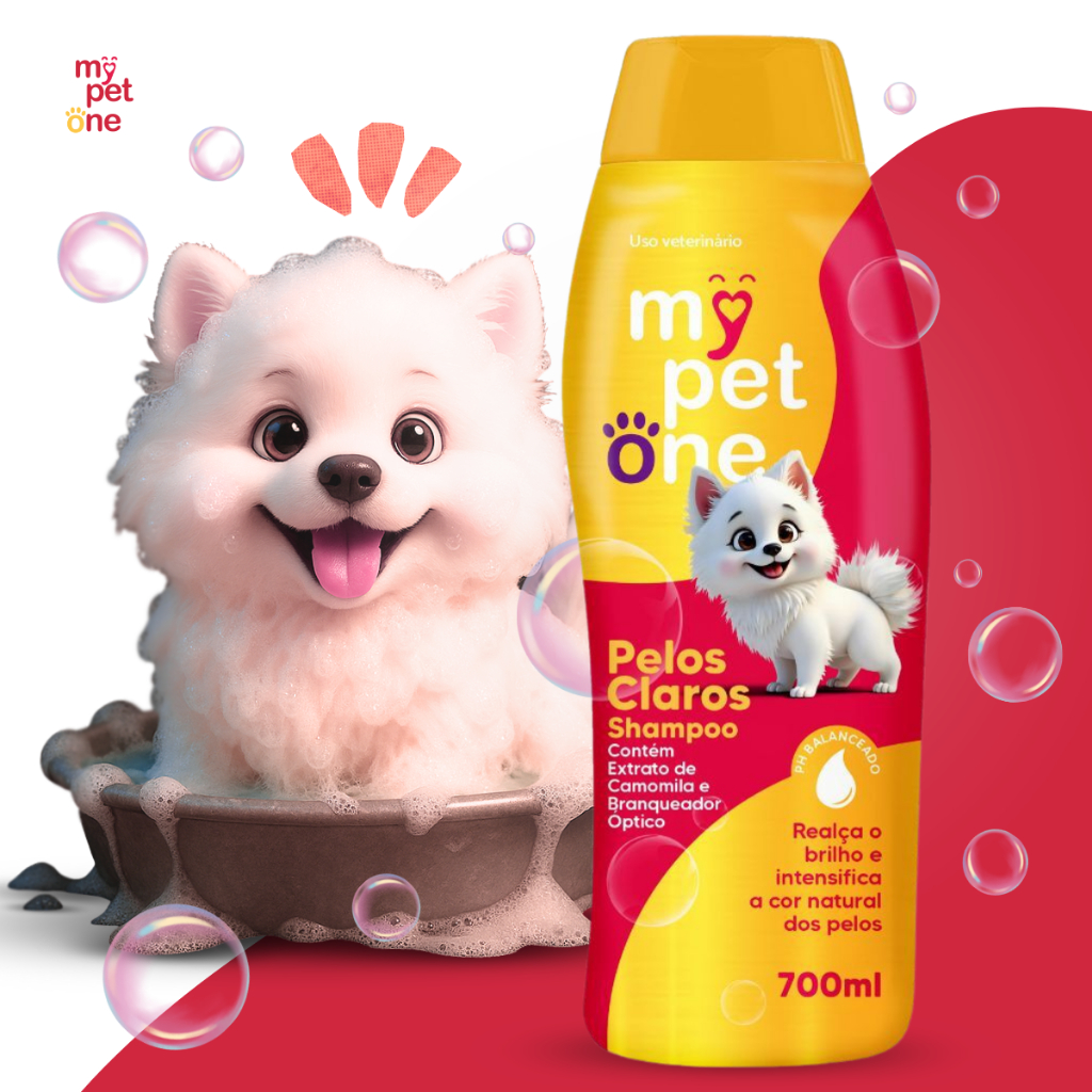 Shampoo Pêlos Claros 700mL Cães e Gatos Mypetone em Oferta na Shopee