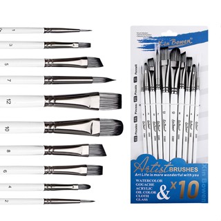 Conjunto De Pincéis Profissionais De 10 Unidades-Cerdas De Nylon Para Acrílico , Óleo , Aquarela 。 em Oferta na Shopee