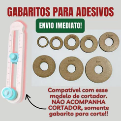Kit Gabaritos para Cortador Circular KW-triO 8 Círculos de MDF para Adesivos Papel e Tags