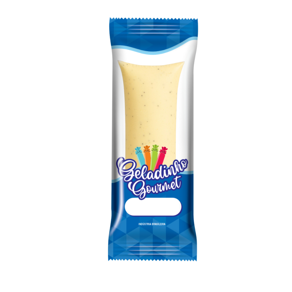 Embalagem Azul Higiênica Geladinho Gourmet | Sacolé, Chup-Chup, Flau, Dindin | Bopp Abre Fácil com Tarja de Sabor