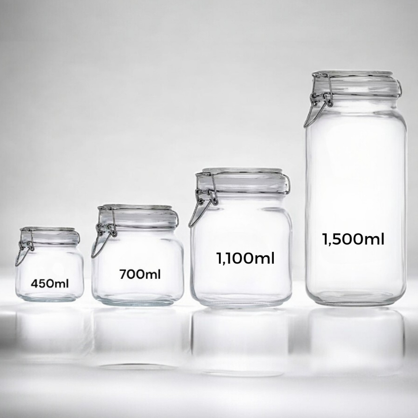 Pote De Vidro Premium Hermético Com Trava De Inox Para Conserva De Alimentos Kit ou Avulso em Oferta na Shopee