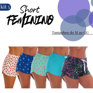 Kit 5 Shortinhos Femininos Estampado Tecido Leve e Confortável para Dormir ou Ficar em Casa