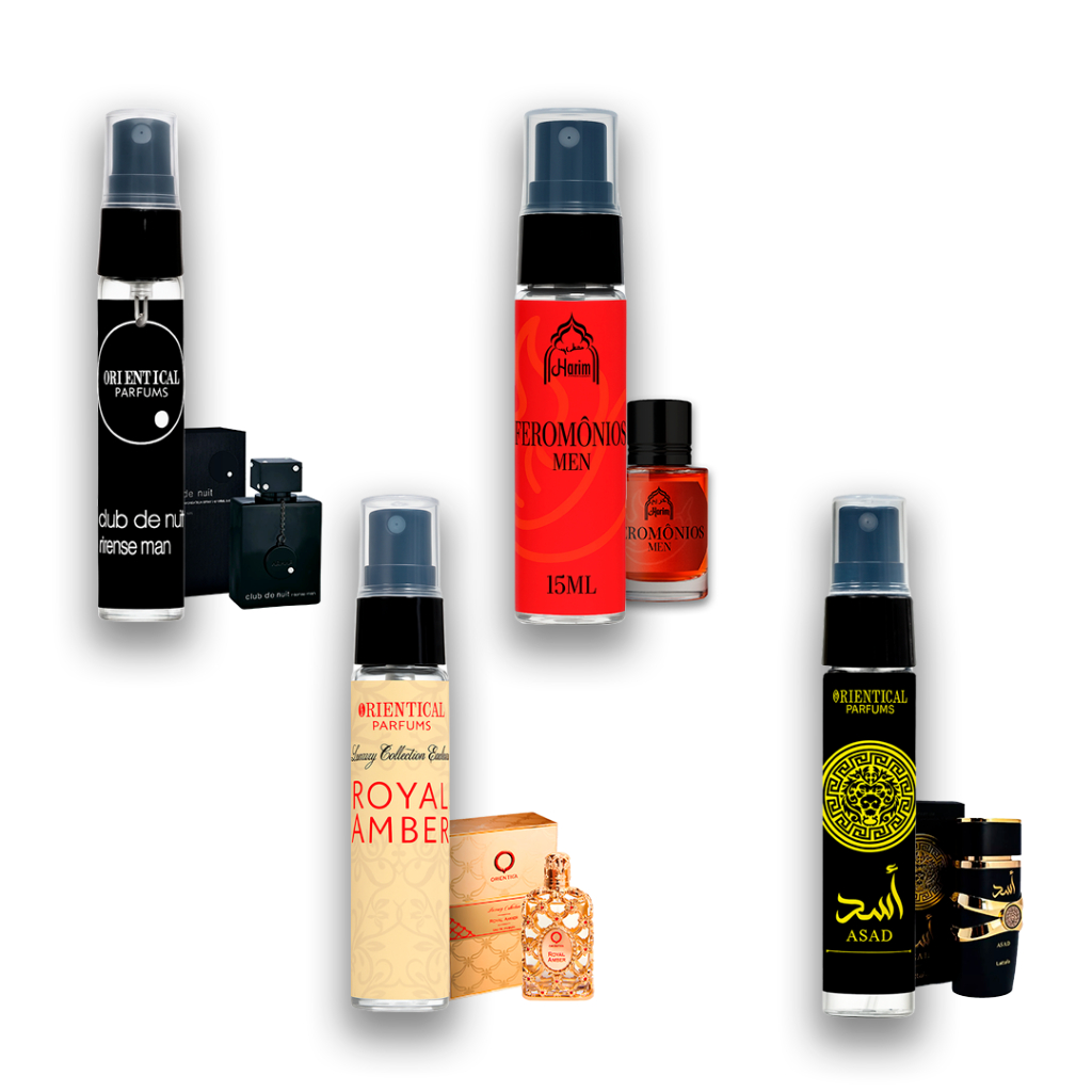 Kit 4 Perfumes Árabes 15ml Masculinos Asad Club de Nuit Intense Royal Amber Feromonios em Oferta na Shopee