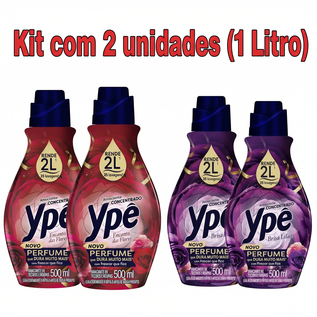 Amaciante Concentrado YPÊ 500ml com Perfume Duradouro,Escolha seu kit🌸 em Oferta na Shopee
