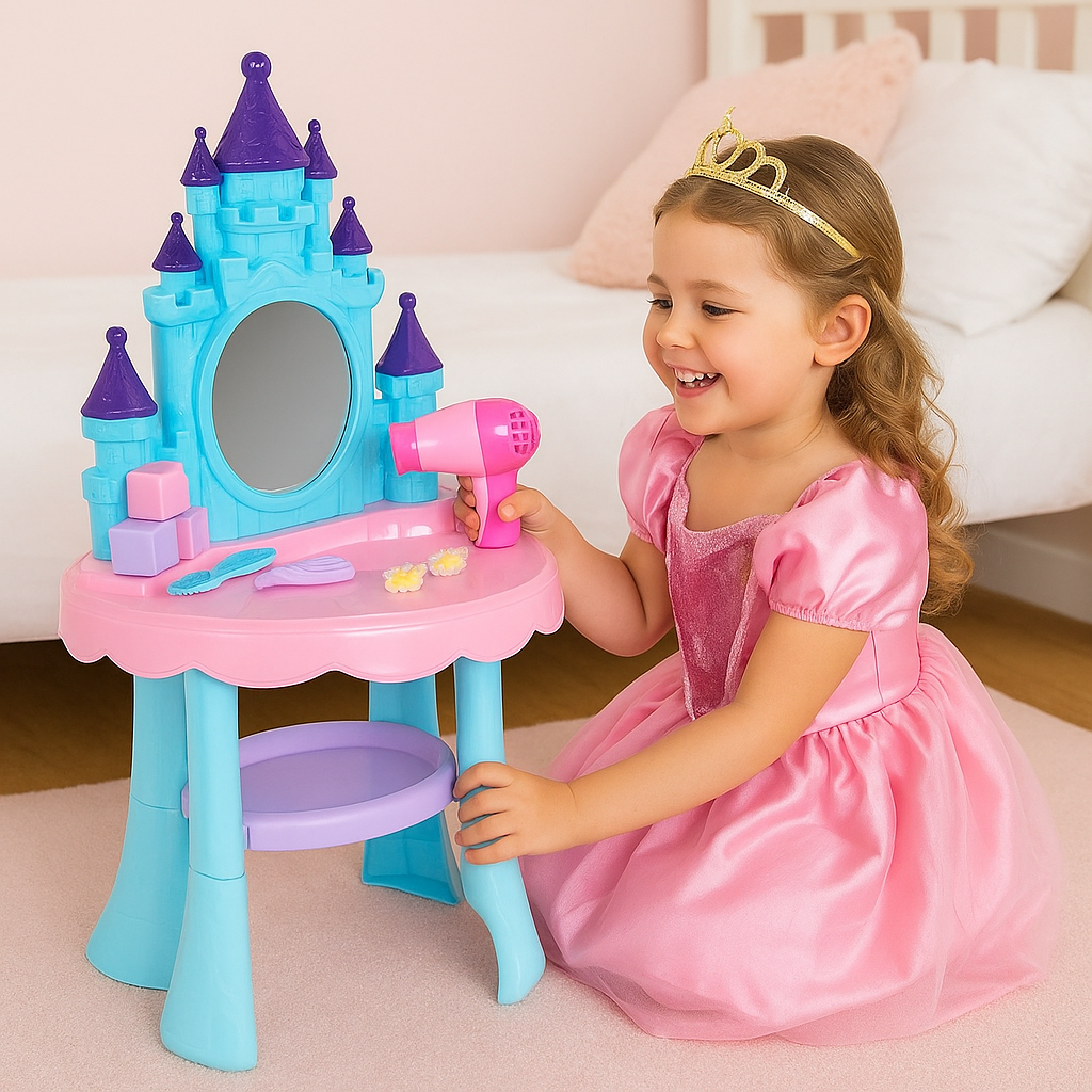 Salao Infantil Penteadeira Completa Acessorios Beleza Espelho Brinquedo Educativo Presente