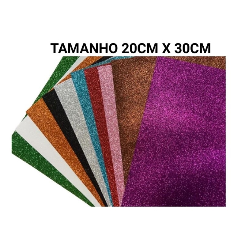 10 placas de EVA com glitter Dubflex TAM 20cm x 30cm(ATENÇÃO NAS MEDIDAS) LEIA AS MEDIDAS POR FAVOR, NAO COMPRE SEM LER.