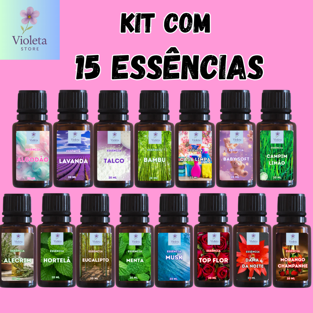 Kit Essências Hidrossolúveis 20ml | 2,3,4,5,6,8,10 ou 15 unid | Umidificador e Difusor | Aromaterapia | mais vendido em Oferta na Shopee