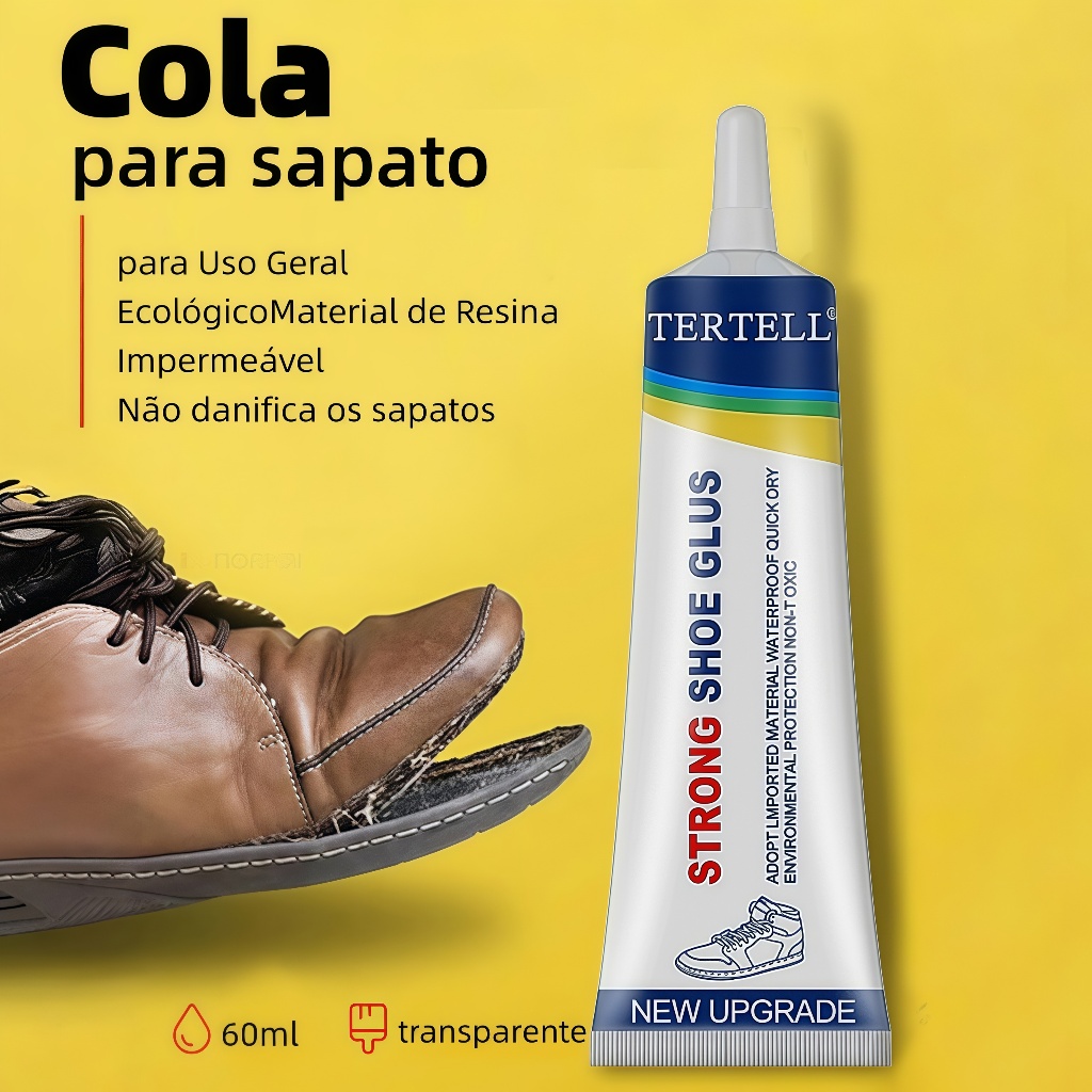 Cola para Sapatos Premium de Alta Resistência 60ml - Adesivo de Reparação para Calçado de Couro e Sapatilhas Desportiva