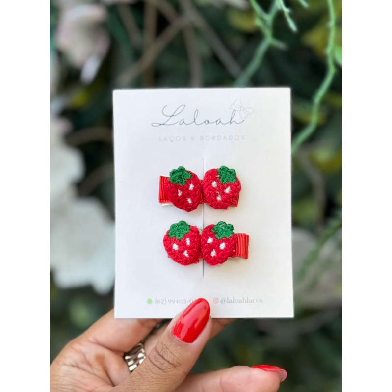 parzinho de presilha de moranguinho morango ou Margarida com antideslizante em Oferta na Shopee