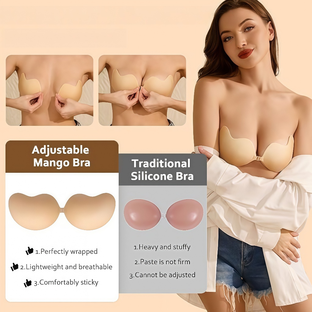 Sutiã De Silicone Manga-Elevador Autoadesivo , Sem Alças E Invisível Para Copo Ad (Preto/Damasco) em Oferta na Shopee