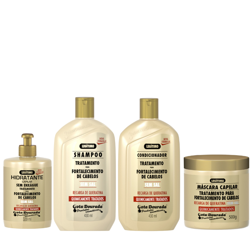 Tratamento Completo Fortalecimento Cabelos com Química Gota Dourada - 4 Itens em Oferta na Shopee