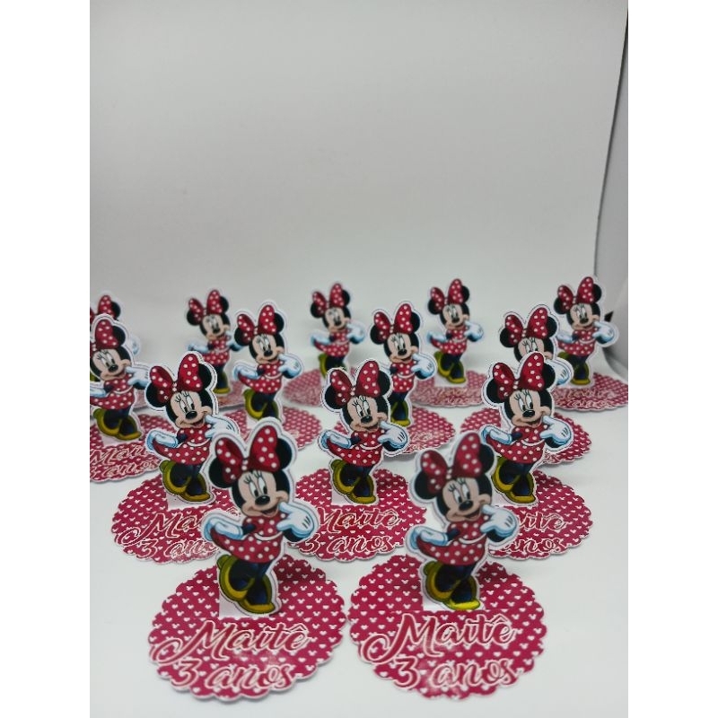 🎀30/50 UN Aplique 3D Minnie Vermelha Personalizado – Para Caixinha Acrílica Aniversário lembrancinhas kit  festa menina🎉