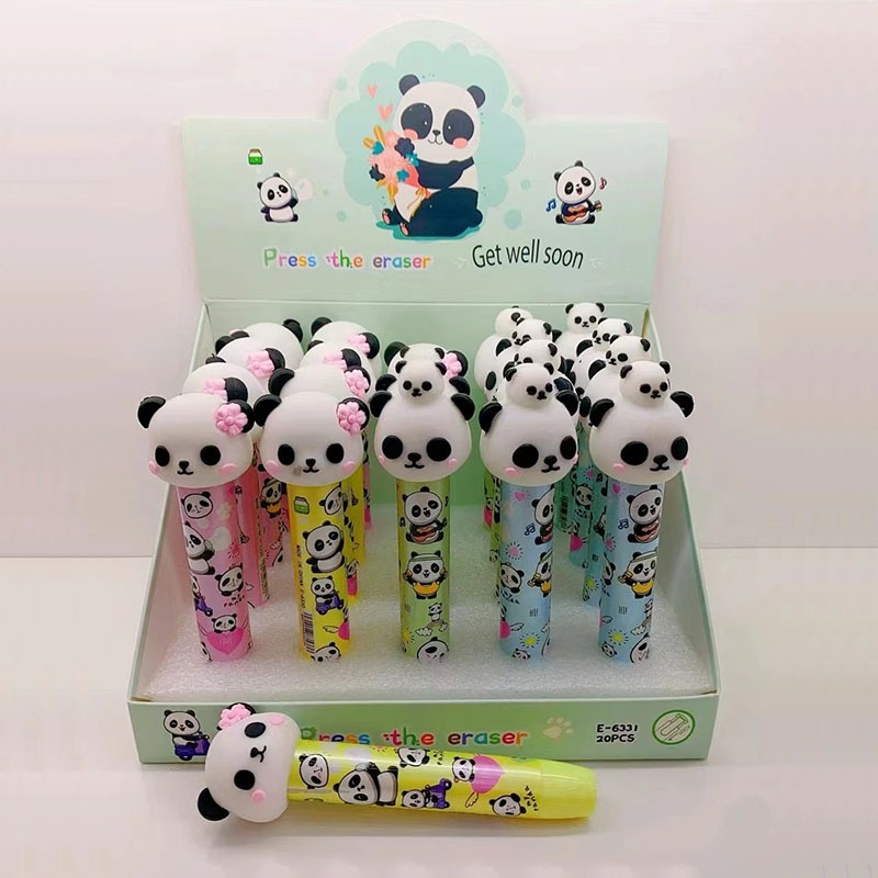 Apagador de Panda Super Fofo com Botao Pressao Nao Faz Sujeira Presente Escolar