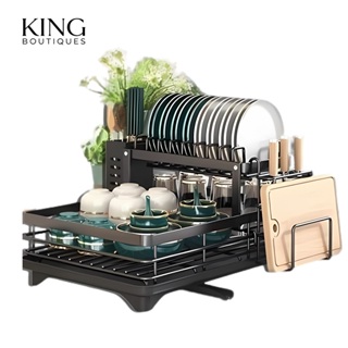 Escorredor de Louça Organizador de Pia Rack de Cozinha Duplo Aço Carbono Com Porta Copos Talheres em Oferta na Shopee