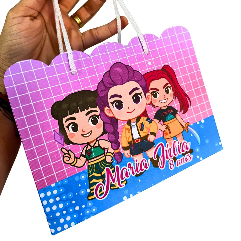 Sacolinhas Personalizadas | GUERREIRAS K-POP CUTE | Com nome e idade | Lembrancinha de Festa