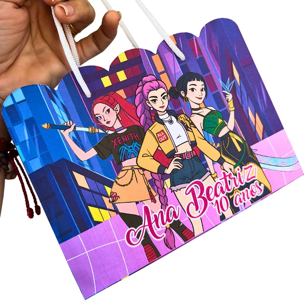 Sacolinhas Personalizadas | GUERREIRAS K-POP | Com nome e idade | Lembrancinha de Festa|VÁRIOS TEMAS