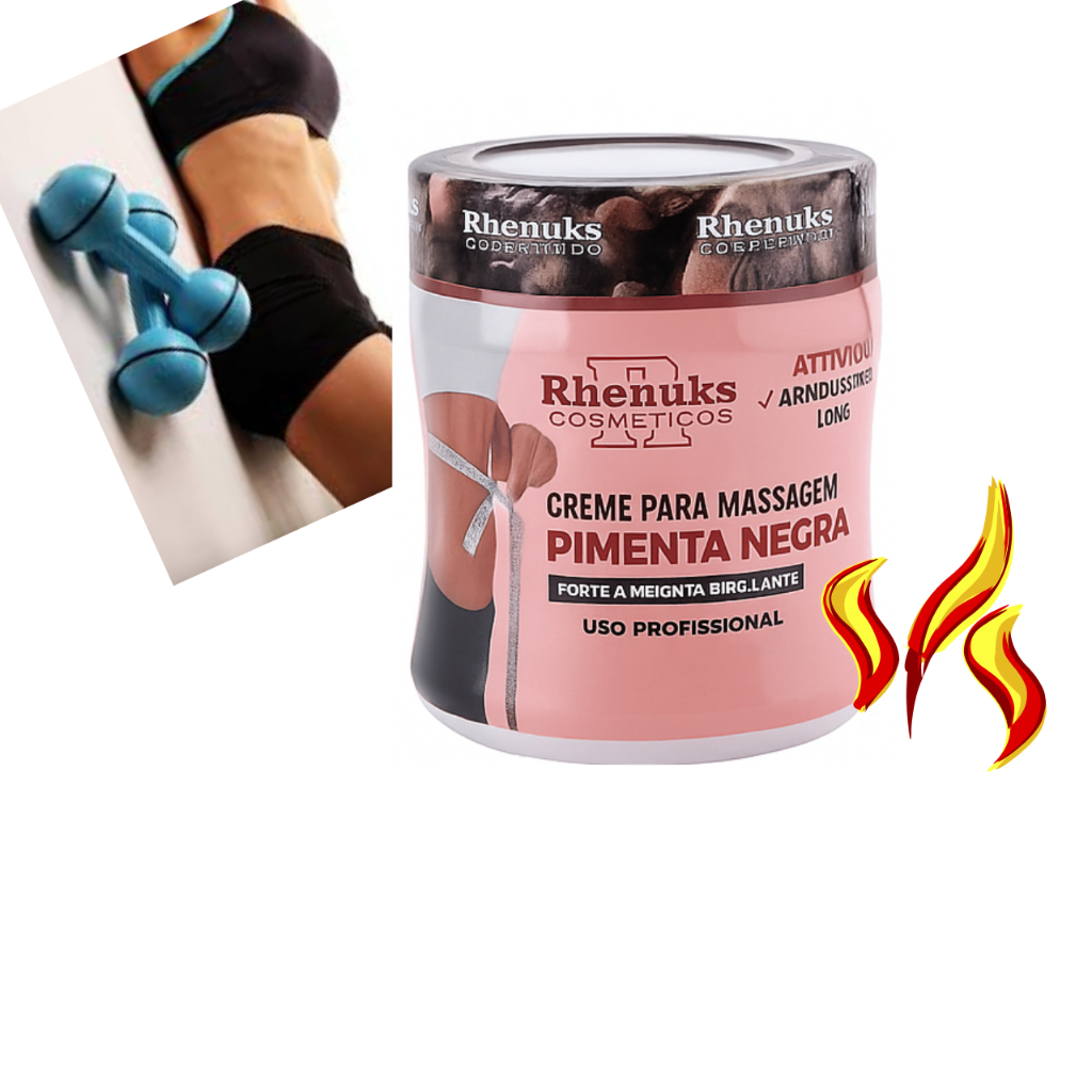 creme pimenta negra redutor de medidas, estrias e celulites 200g - rhenuks