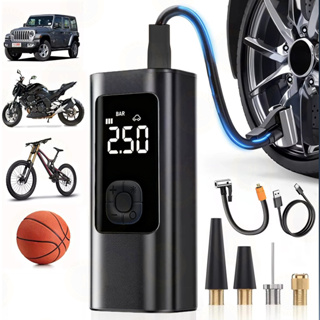 Bomba de Ar Digital Portátil Compressor Inflator Multi-função Calibrador de Carro Recarregável M6 em Oferta na Shopee