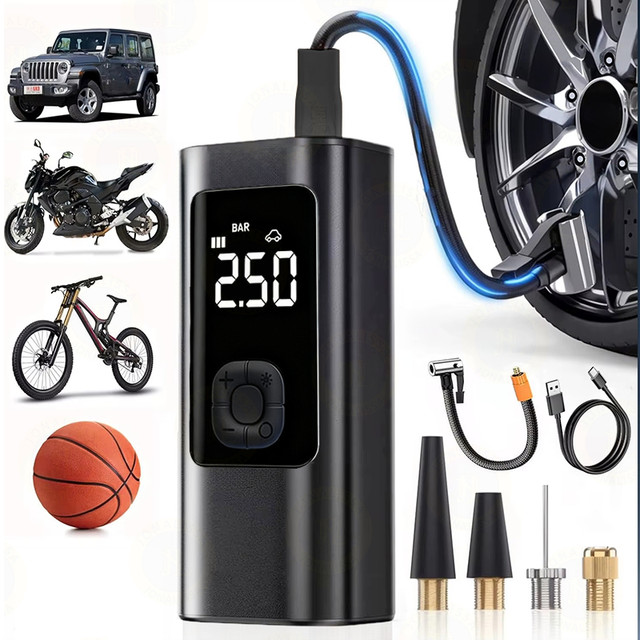 Bomba de Ar Digital Portátil Compressor Inflator Multi-função Calibrador de Carro Recarregável M6