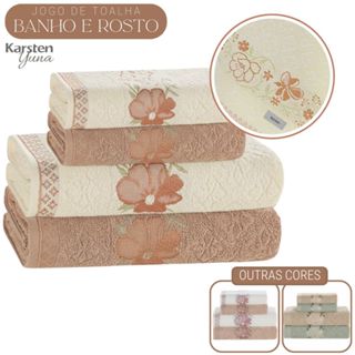 Jogo de Toalha 4 Peças Karsten 100% Algodão 2 Banho 2 Rosto Excelente Absorção Felpuda Macia Yuna em Oferta na Shopee