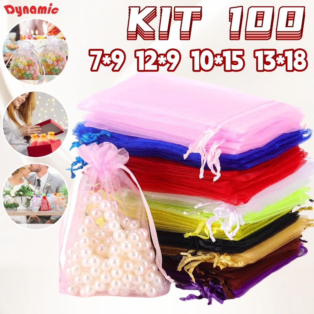 Kit 50/100 Saquinho Organza 7x9 / 9x12 / 10x15/13×18 Lembrancinha Festas Presente Jóias DY