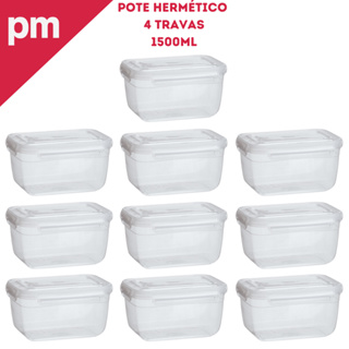 Kit Marmita Potes 1500ml com Travas Laterais BPA FREE Alimentos organizadores de congelador em Oferta na Shopee