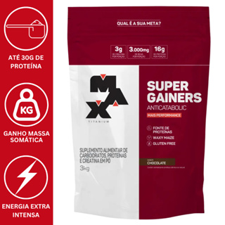 SUPER GAINERS HIPERCALORICO ANTICATABOLIC 3KG REFIL - M.A.X em Oferta na Shopee