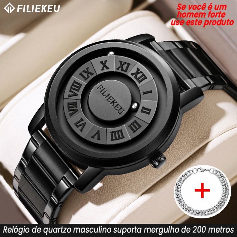 Filiekeu Relógio Masculino Criatividade Personalizada Ponteiro de Contas Magnéticas Relógios Quartzo — R$ 228,00 em Shopee, 62% OFF