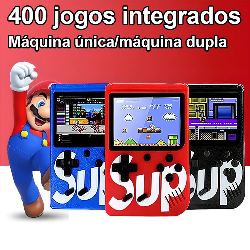 Mini Console Retro Portátil com 400 Jogos Clássicos ，Controle para 2 Pessoas, Vídeo Game Portátil Ideal para Presente
