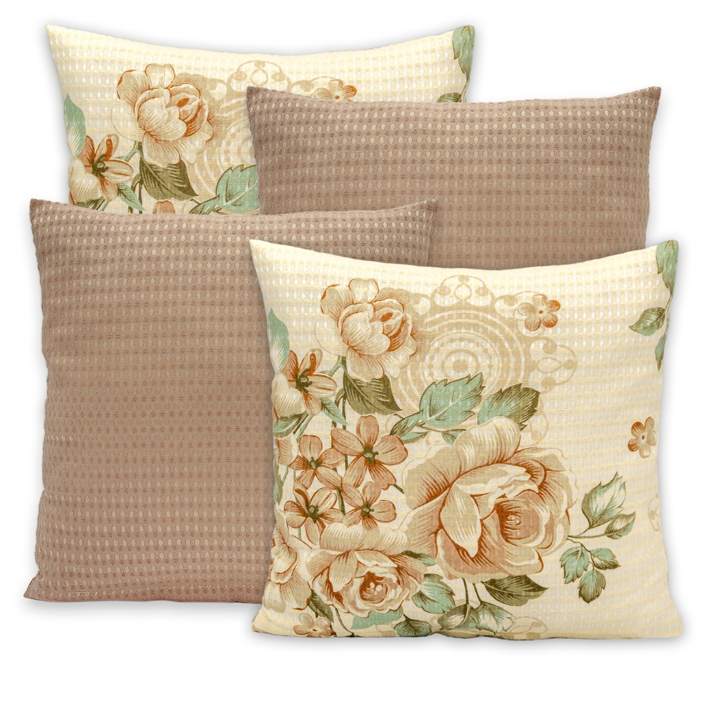 Kit 4 Capas Piquet P/ Almofadas 40x40 Com Zíper Lisas e Estampadas