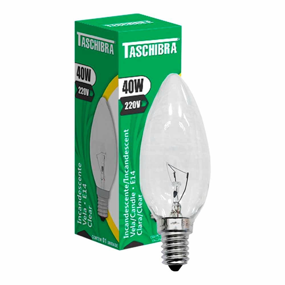 Lâmpada Incandescente Taschibra Vela 40w 2700k E14 220v
