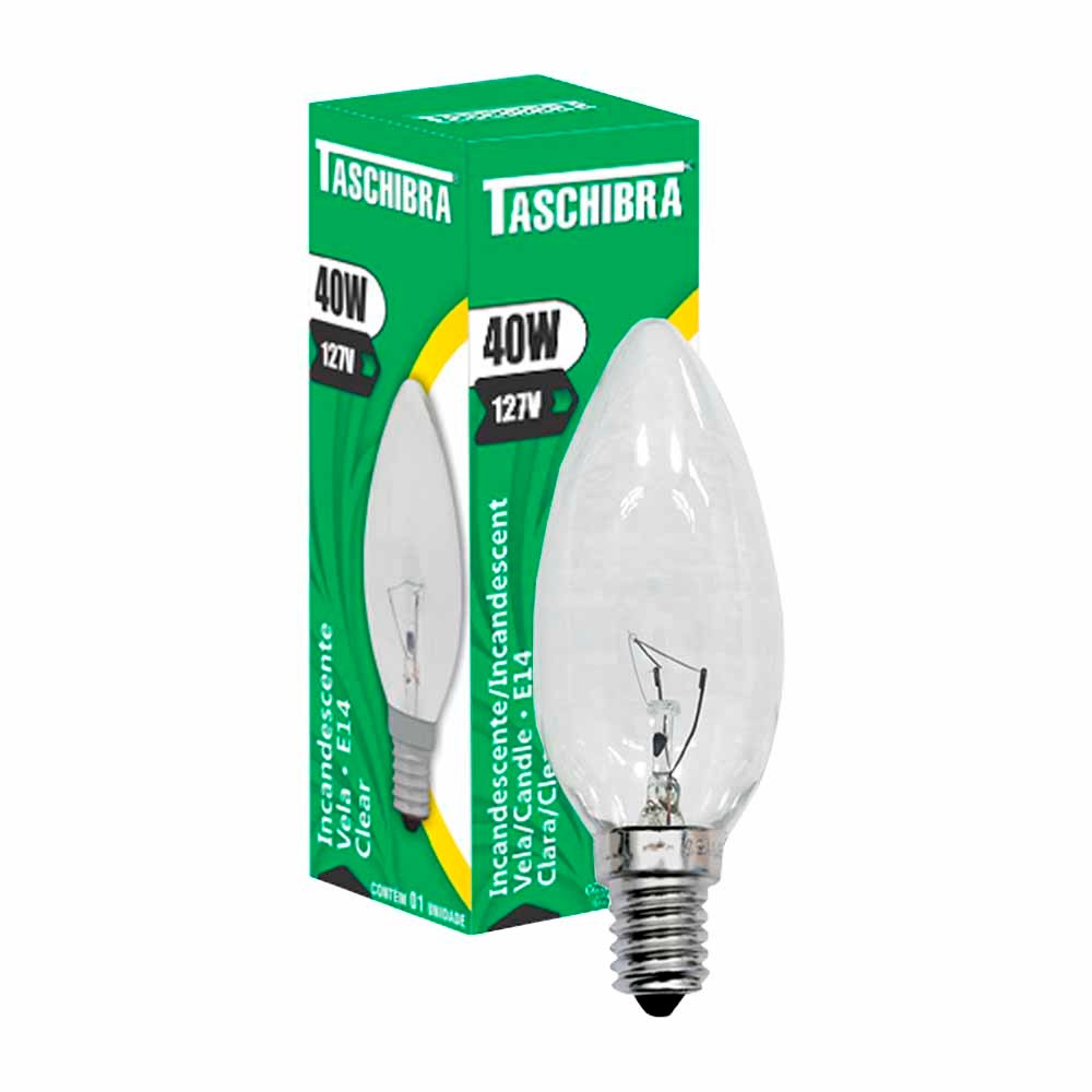 Lâmpada Incandescente Taschibra Vela 40w 2700k E14 127v