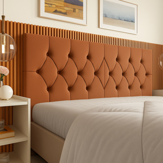 Cabeceira Estofada de Cama Box Casal e Queen em Corino e Suede - Capitonê Palito Tulipa em Oferta na Shopee