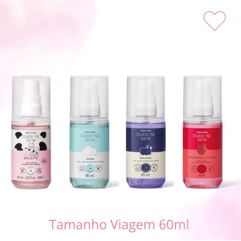 Mini Body Splash Desodorante Colônia Cuide-se Bem o Boticário 60ml - Tamanho Viagem - Bolsa