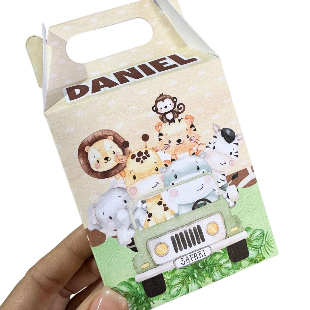 KIT Caixinhas Maletinha SAFARI l Lembrancinha festa - Vários Temas - Personalizado Com NOME e IDADE - ENVIO MAIS RÁPIDO