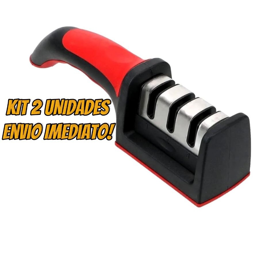 Imagem Amolador Afiador Profissional Base Emborrachado De Facas Em Aço Inox Com 3 Borda