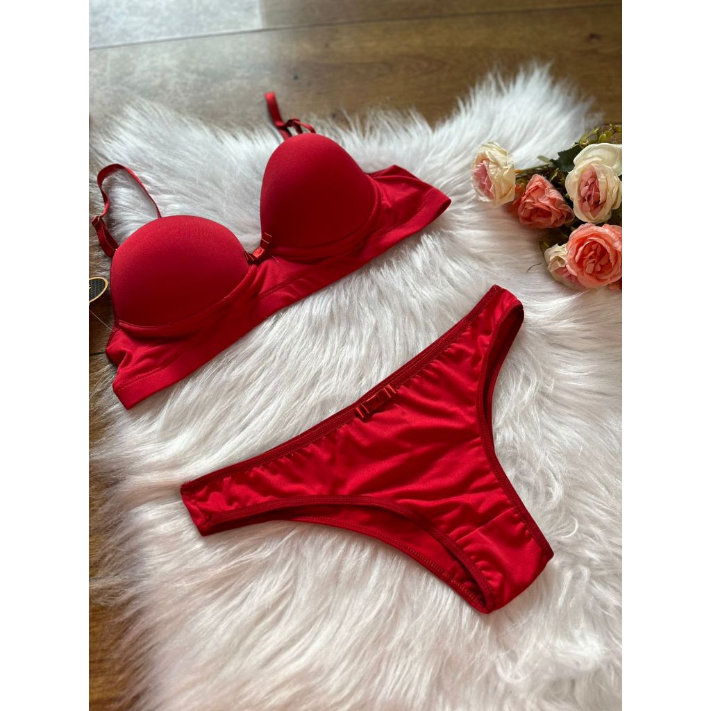 Conjunto Lingerie de Renda Sutiã Bojo Moldado Calcinha Fio Duplo Revenda Moda Intima Promoção